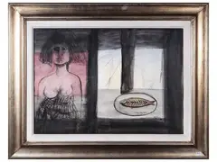 Bruno Cassinari, Figure and still life 1971, Gouache on paper