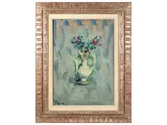 Vase of flowers by Enzo Pregno, oil on canvas, offered Sep 2026