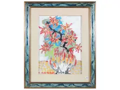 Silvio Loffredo, Vase of Flowers 1968, oil on canvas cardboard