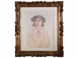 Marcello Boccacci, Female portrait, mixed media on paper