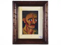 Beppe Serafini, Omaggio a Ligabue, oil on cardboard