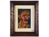 Beppe Serafini, Omaggio a Ligabue, oil on cardboard