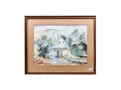 Silvio Pucci, Landscapes, three watercolor drawings on paper