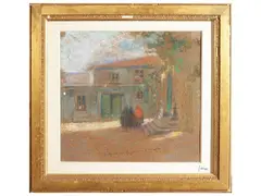 View of a town with figures by Giuseppe Aprea, pastel on paper, offered Sep 2026