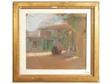 Giuseppe Aprea, View of a town with figures, pastel on paper
