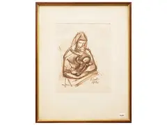 Primo Conti, Maternity 1956, marker on paper