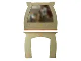 Matilde Luchini, Liberty style lacquered wood fireplace, water green lacquered with sinuous motifs in shades of white