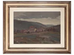 Livorno by Angiolo Volpe, oil on a textured cardboard, offered Sep 2026