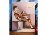 Alberto Bolzonella, Harlequin sitting, Pair of oil paintings on canvas cardboard