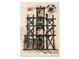 Gian Carrozzi, Cathedral 1959, watercolor on paper