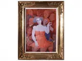 Remo Squillantini, Woman in the foreground, oil on canvas cardboard