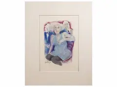 Remo Squillantini, Personages, mixed media painting on cardboard