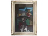 Alfio Rapisardi, Woman with hat, oil on hardboard