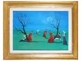 Mario D'Elia, Nuns and prelates, oil on canvas