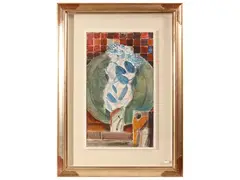 Bruno Saetti, Still life with vase of flowers, fresco technique on canvas