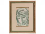 Primo Conti, Female face 1968, watercolor on paper applied to tablet