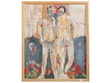 Silvio Loffredo, Two nudes, oil on canvas cardboard