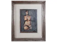 Female nude 1971 by Fausto Maria Liberatore, oil on panel, offered Jul 2026