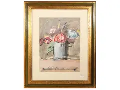 Sergio Scatizzi, Vaso di fiori, tempera on paper