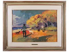 Hunting in the pine forest by Carlo Domenici, oil on canvas, offered Jul 2026