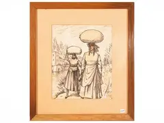 Women on the Tiber by Dyalma Stultus, mixed media on paper, offered Jul 2026