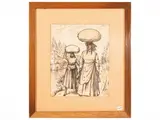 Dyalma Stultus, Women on the Tiber, mixed media on paper