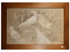 Elisabeth Chaplin, Piccioni di casa, mixed media on paper