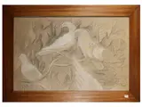 Elisabeth Chaplin, Piccioni di casa, mixed media on paper