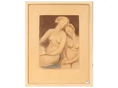 Figures 1942 by Giovanni Costetti, mixed media on paper, offered Jul 2026