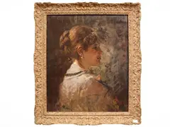 Antonio Mancini, Female profile, oil on canvas