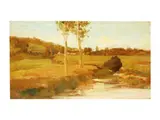Odoardo Borrani, Tuscan countryside, oil on panel