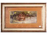 Cesare Ciani, Carts, oil on cardboard