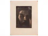 Enrico Sacchetti, Self-portrait, charcoal on paper partially applied to cardboard