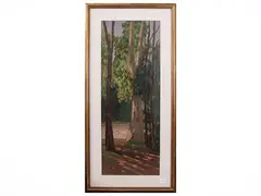Giovanni Lomi, Public gardens, oil on hardboard