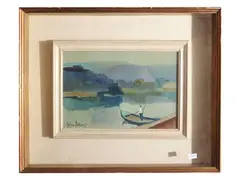 Silvio Polloni, Landscape on the Arno, oil on canvas