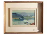 Silvio Polloni, Landscape on the Arno, oil on canvas
