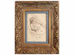 Rubens Santoro, Ritratto di fanciullo 1874, Indian ink on paper