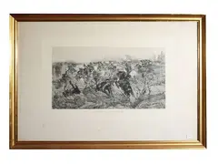Carica di cavalleria by Giovanni Fattori, engraving, offered Jun 2026