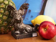 Guido Cacciapuoti, Silver-plated copper group, depicting a little dog