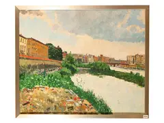 Fosco Pavi, View of Florence from the Arno 1986, oil on canvas
