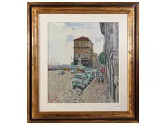 Lungarno Vespucci with view of the American Consulate 1970 by Fosco Pavi, oil on panel, offered Jun 2026