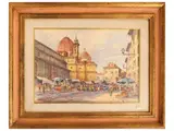 Giovanni Ospitali, View of the Church of San Lorenzo, watercolor on paper