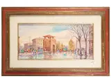 Giovanni Ospitali, View of the Tower of Corso Donati and View of Porta alla Croce in Florence, two watercolors on paper