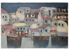 Lido Bettarini, Darsena, oil on canvas