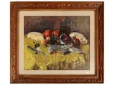 Fosco Pavi, Still life with fish, vegetables and jug of wine 1972