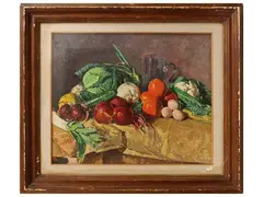 Fosco Pavi, Still life with vegetables 1972, oil on canvas