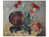 Fosco Pavi, Still life with flowers and game 1970