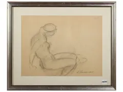 Ludolf Verworner, Study of a female nude, pencil on paper