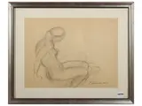 Ludolf Verworner, Study of a female nude, pencil on paper