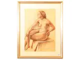 Dino Migliorini, Studies of female figures and landscape, Three mixed media drawings on paper